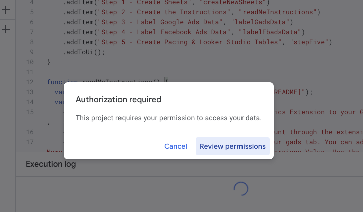 Authorize App Script Extension